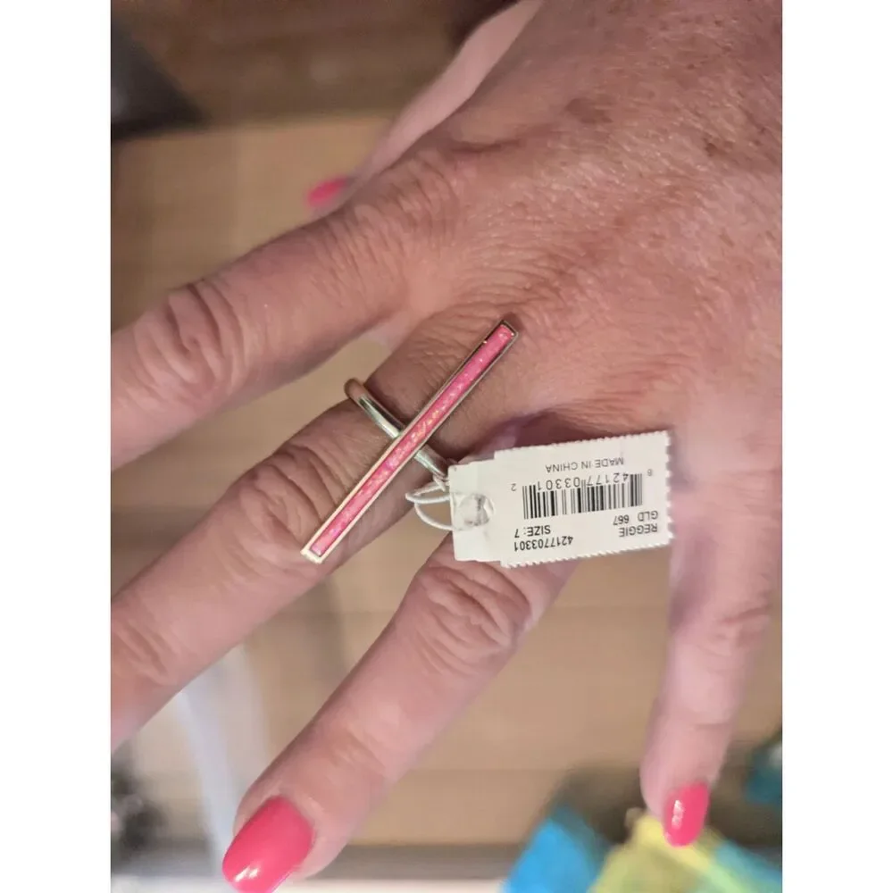 Kendra Scott Reggie Ring Kyocera Opal and Rose Gold size 6